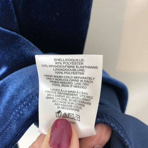 Express NWT Women's Blue Crushed Velvet Peplum Cami Tank Size Small - Picture 6 of 8